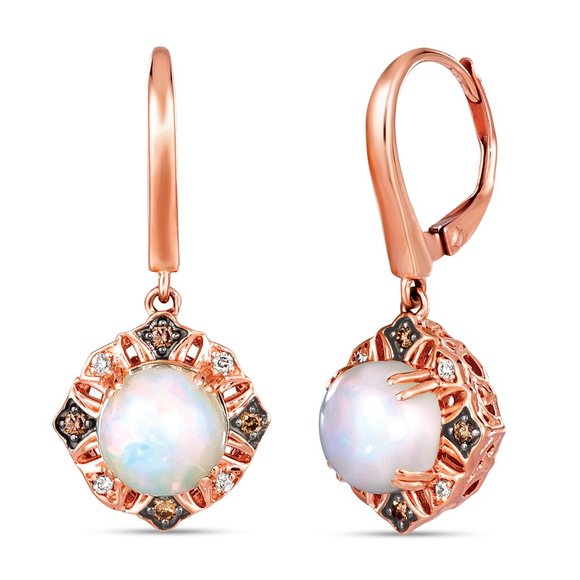 Le Vian Earrings featuring Opal Chocolate Diamonds Nude Diamonds Strawberry Gold - Picture 1 of 1